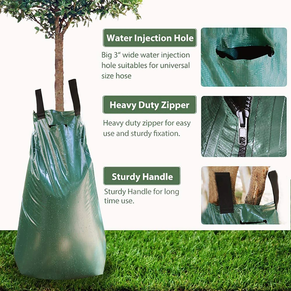 Tree Watering Bag 3 Pack 20 Gallon Slow Release Watering Bag for Trees and Plants, Made of Heavy-Duty PE Tarpaulin Material with Zipper-up Bl21745